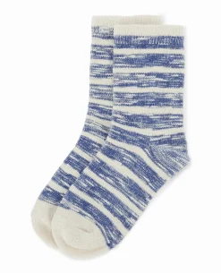 Paire De Chaussettes Bicolores Effet Rayé - Bleu Foncé