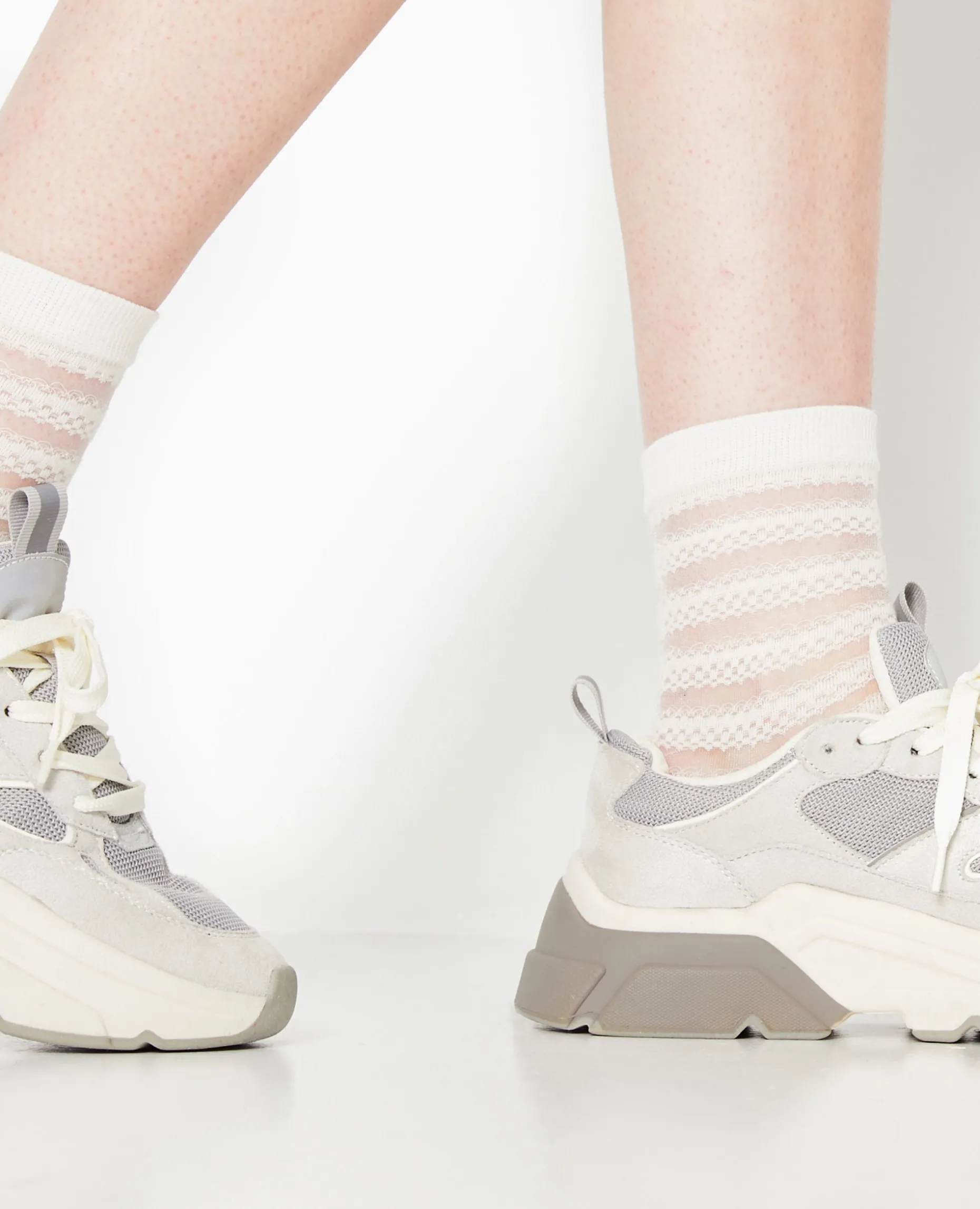 Paire De Chaussettes Bi-matiè;re - Blanc