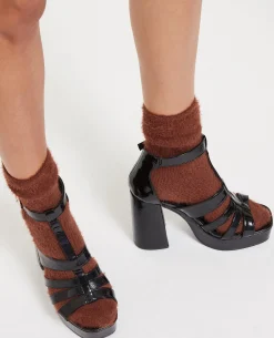 Paire De Chaussettes En Maille Poilue Et Douce - Camel