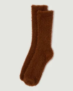 Paire De Chaussettes En Maille Poilue Et Douce - Camel