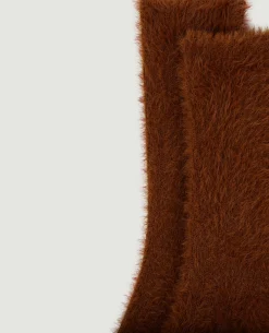 Paire De Chaussettes En Maille Poilue Et Douce - Camel