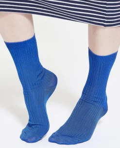 Paire De Chaussettes En Maille Brillante - Bleu électrique