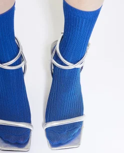 Paire De Chaussettes En Maille Brillante - Bleu électrique
