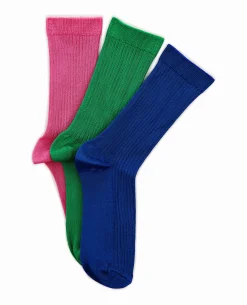 Paire De Chaussettes En Maille Brillante - Bleu électrique