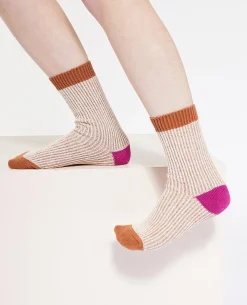 Paire De Chaussettes En Maille Mélangée - Marron