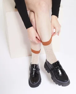 Paire De Chaussettes En Maille Mélangée - Marron