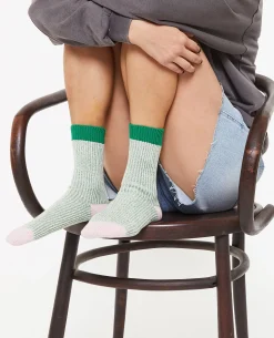 Paire De Chaussettes En Maille Mélangée - Vert émeraude