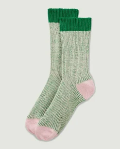 Paire De Chaussettes En Maille Mélangée - Vert émeraude