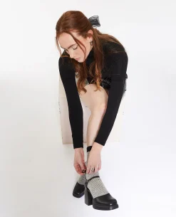 Paire De Chaussettes En Maille Mélangée - Noir