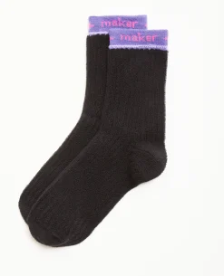 Paire De Chaussettes En Maille Bouclette - Noir