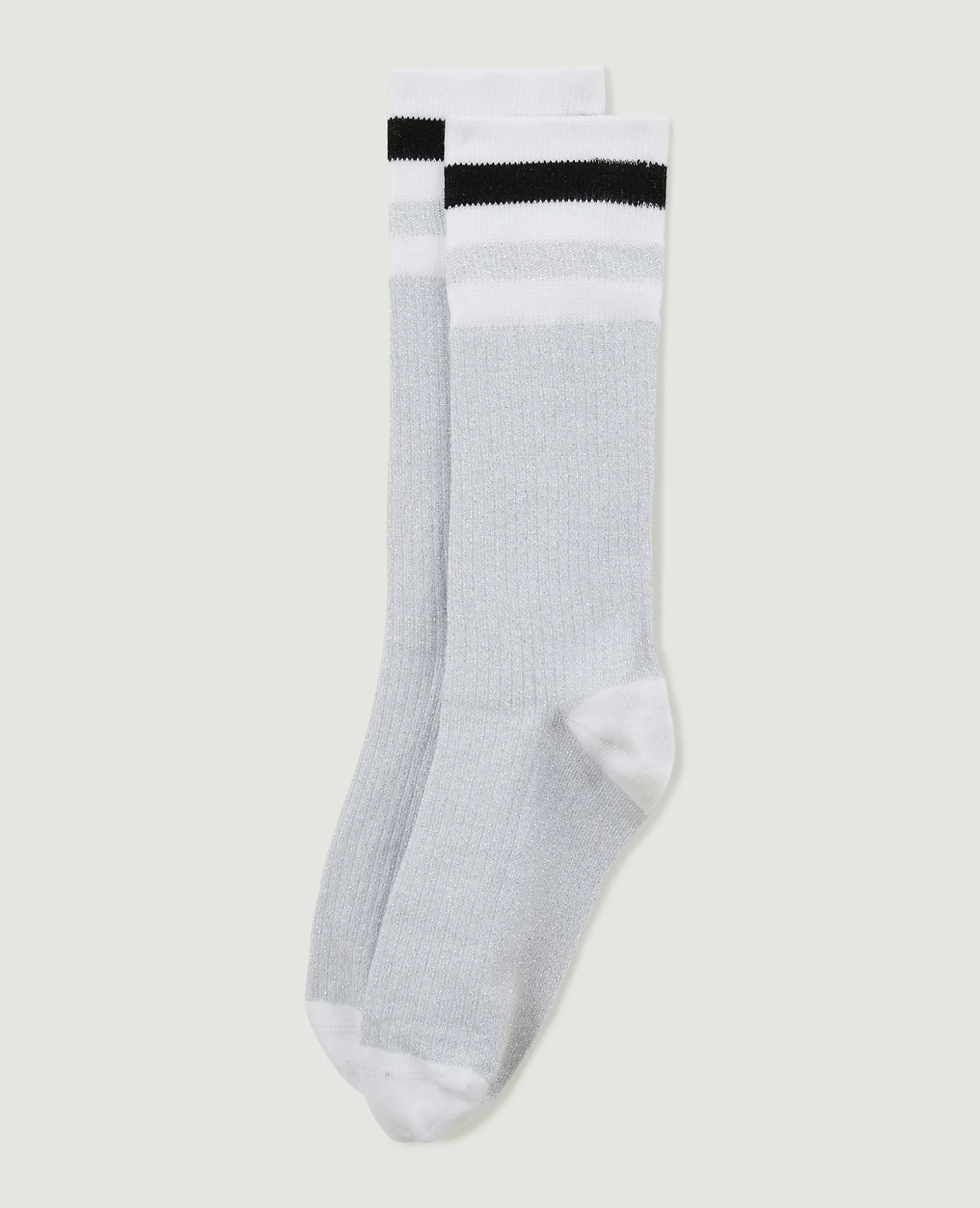 Paire De Chaussettes Hautes Avec Lurex - Gris Clair