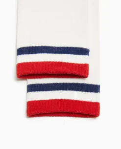 Paire De Chaussettes Hautes Avec Bandes Couleur - Rouge