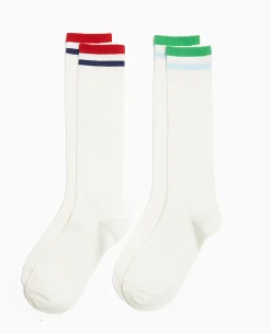 Paire De Chaussettes Hautes Avec Bandes Couleur - Vert
