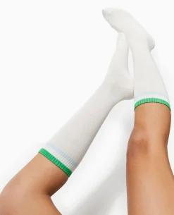 Paire De Chaussettes Hautes Avec Bandes Couleur - Vert