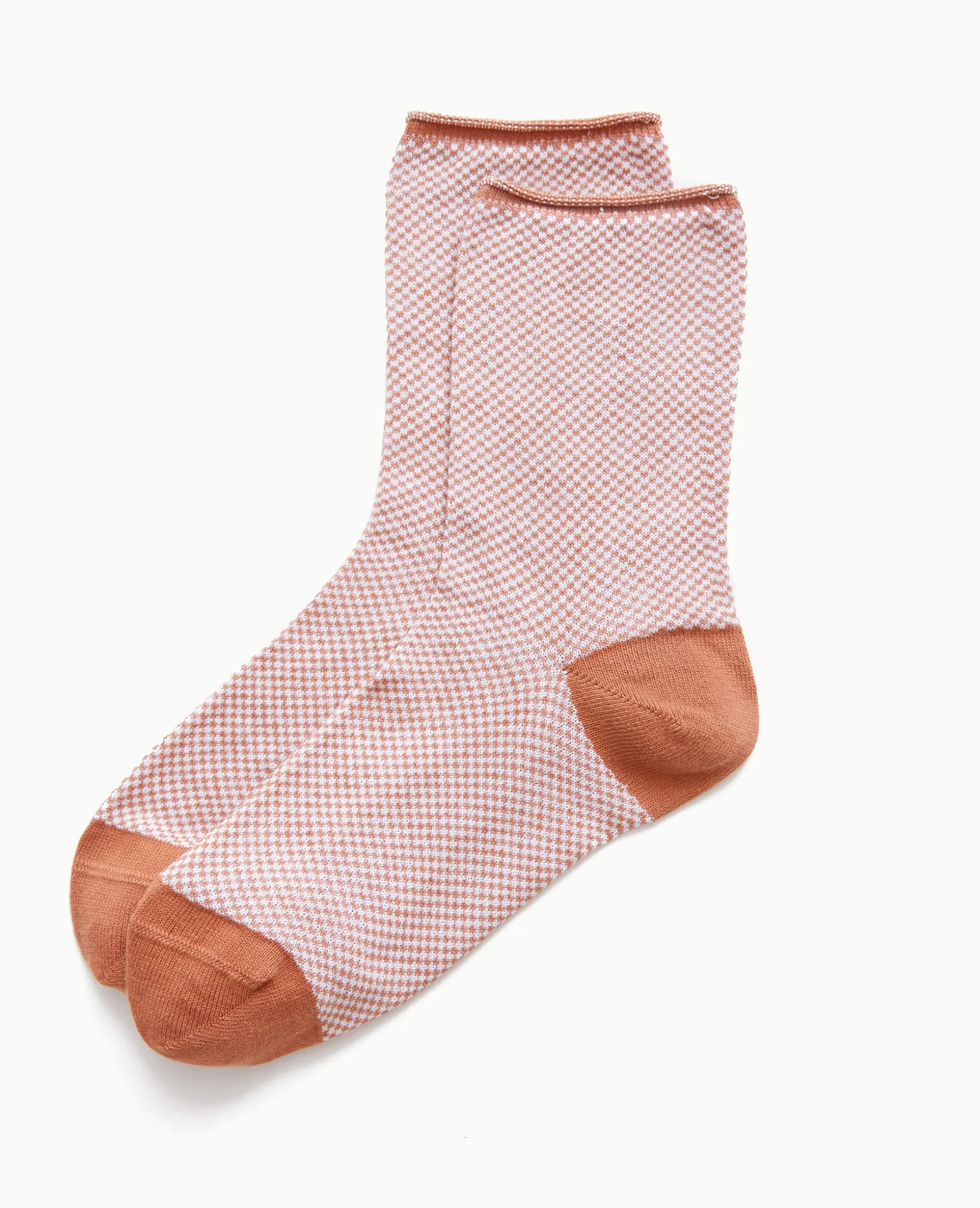 Paire De Chaussettes Mini-damiers - Marron