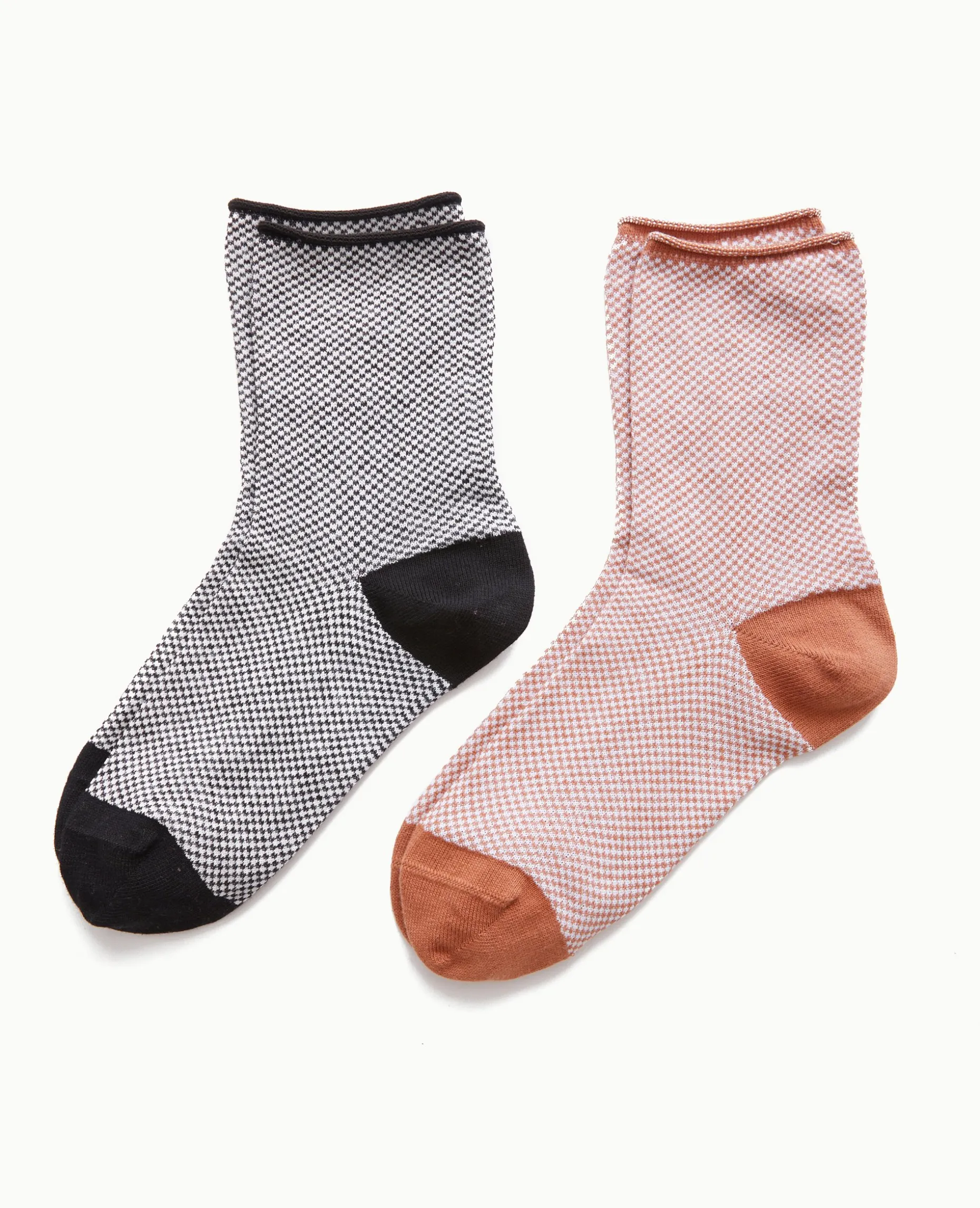 Paire De Chaussettes Mini-damiers - Marron