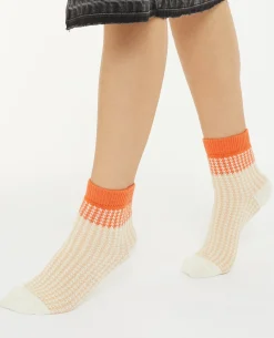 Paire De Chaussettes Motif Pied-de-poule - Beige
