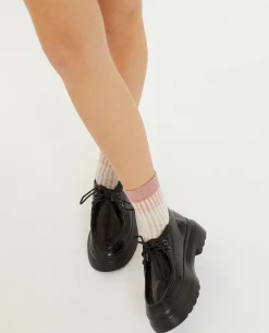 Paire De Chaussettes Motif Pied-de-poule - Rose Clair