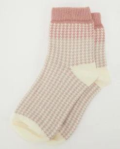 Paire De Chaussettes Motif Pied-de-poule - Rose Clair