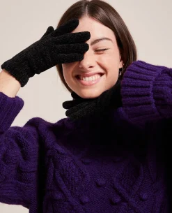 Paire De Gants Maille Chenille - Noir