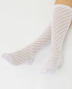 Paires De Chaussettes Hautes Avec Fils Lurex - écru
