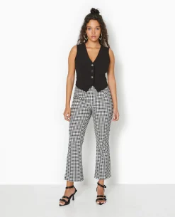 Pantalon 7/8 Motif Vichy - Noir