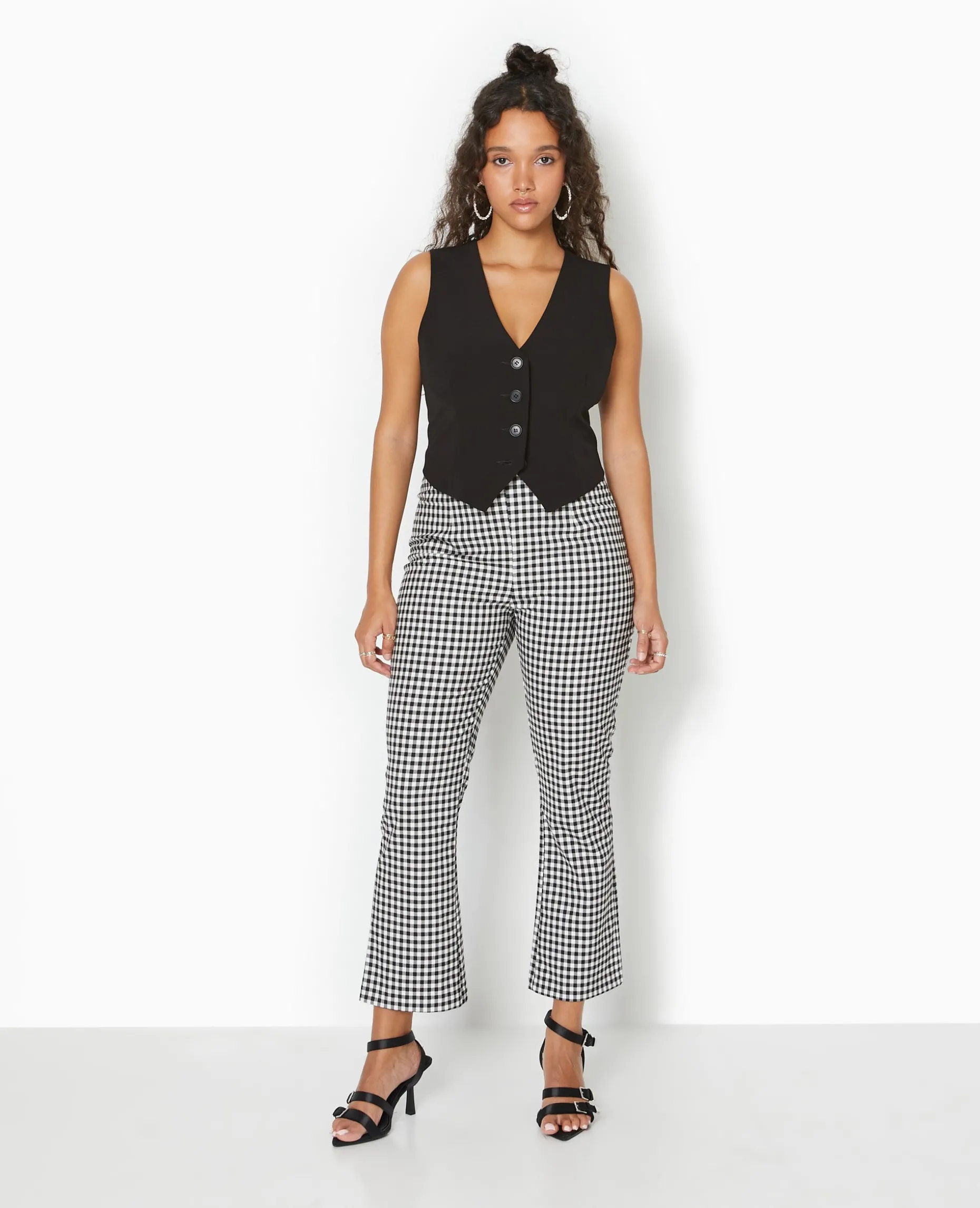 Pantalon 7/8 Motif Vichy - Noir
