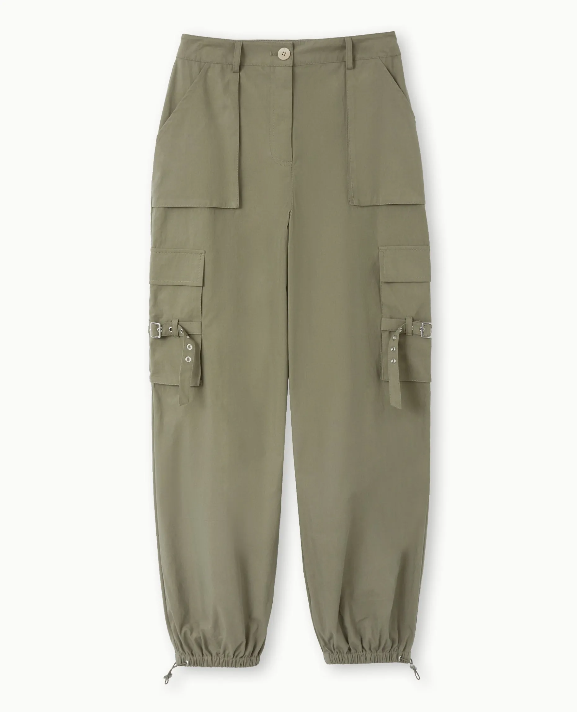 Pantalon Cargo Avec Poches Et Sangles - Vert Kaki