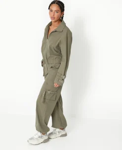 Pantalon Cargo Avec Poches Et Sangles - Vert Kaki