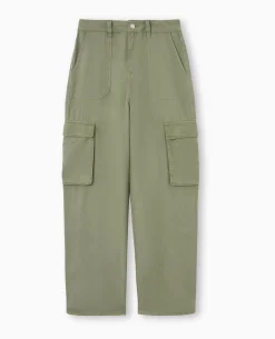 Pantalon Cargo En Tissu Fluide Tencel - Vert Kaki