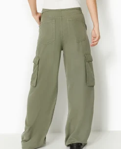 Pantalon Cargo En Tissu Fluide Tencel - Vert Kaki