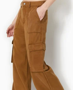 Pantalon Cargo En Tissu Fluide Tencel - Marron