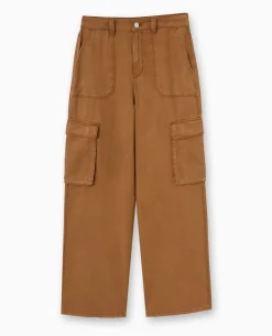 Pantalon Cargo En Tissu Fluide Tencel - Marron