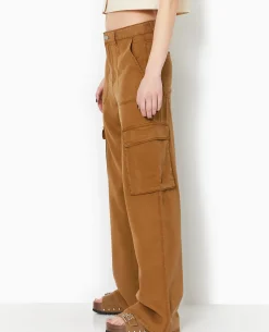 Pantalon Cargo En Tissu Fluide Tencel - Marron