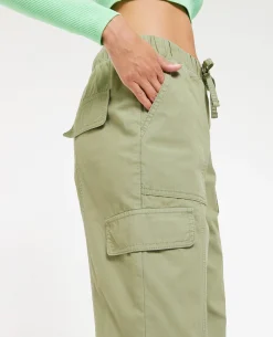 Pantalon Cargo Taille Et Bas élastiqués - Vert De Gris