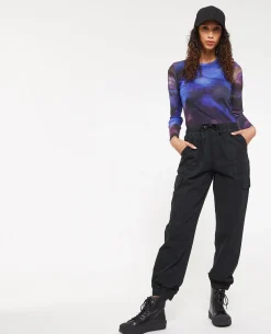 Pantalon Cargo Taille Et Bas élastiqués - Noir