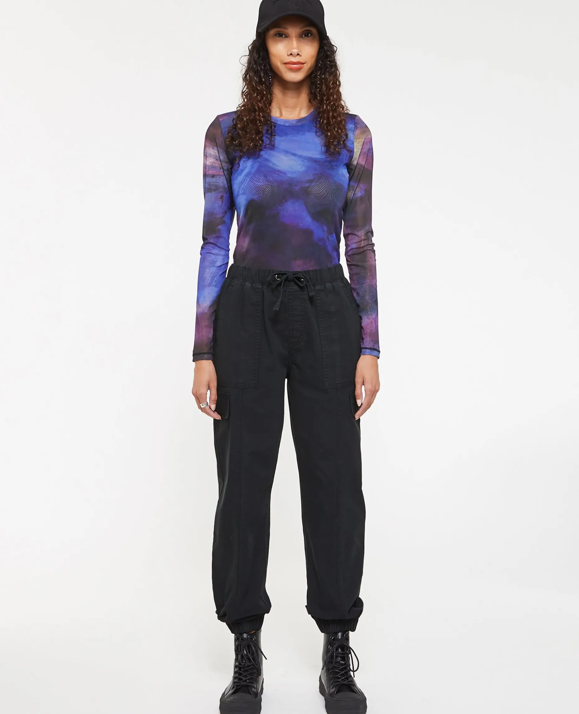 Pantalon Cargo Taille Et Bas élastiqués - Noir