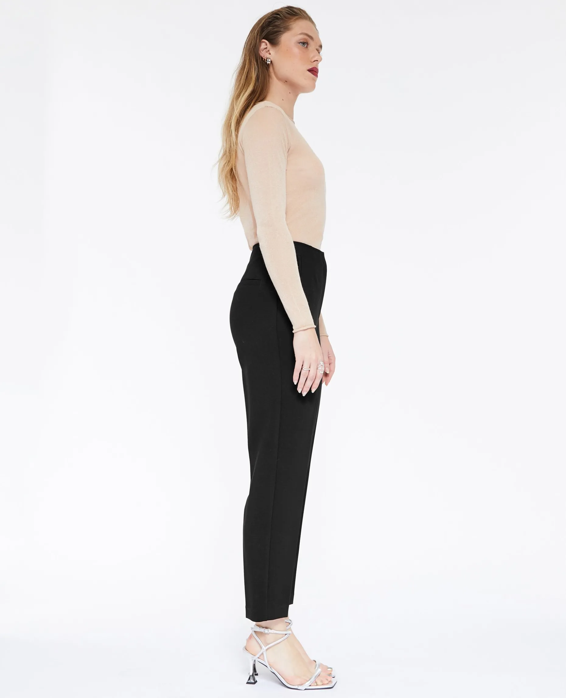 Pantalon Cigarette Taille Haute - Noir