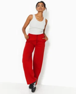 Pantalon De Jogging Droit En Molleton - Rouge