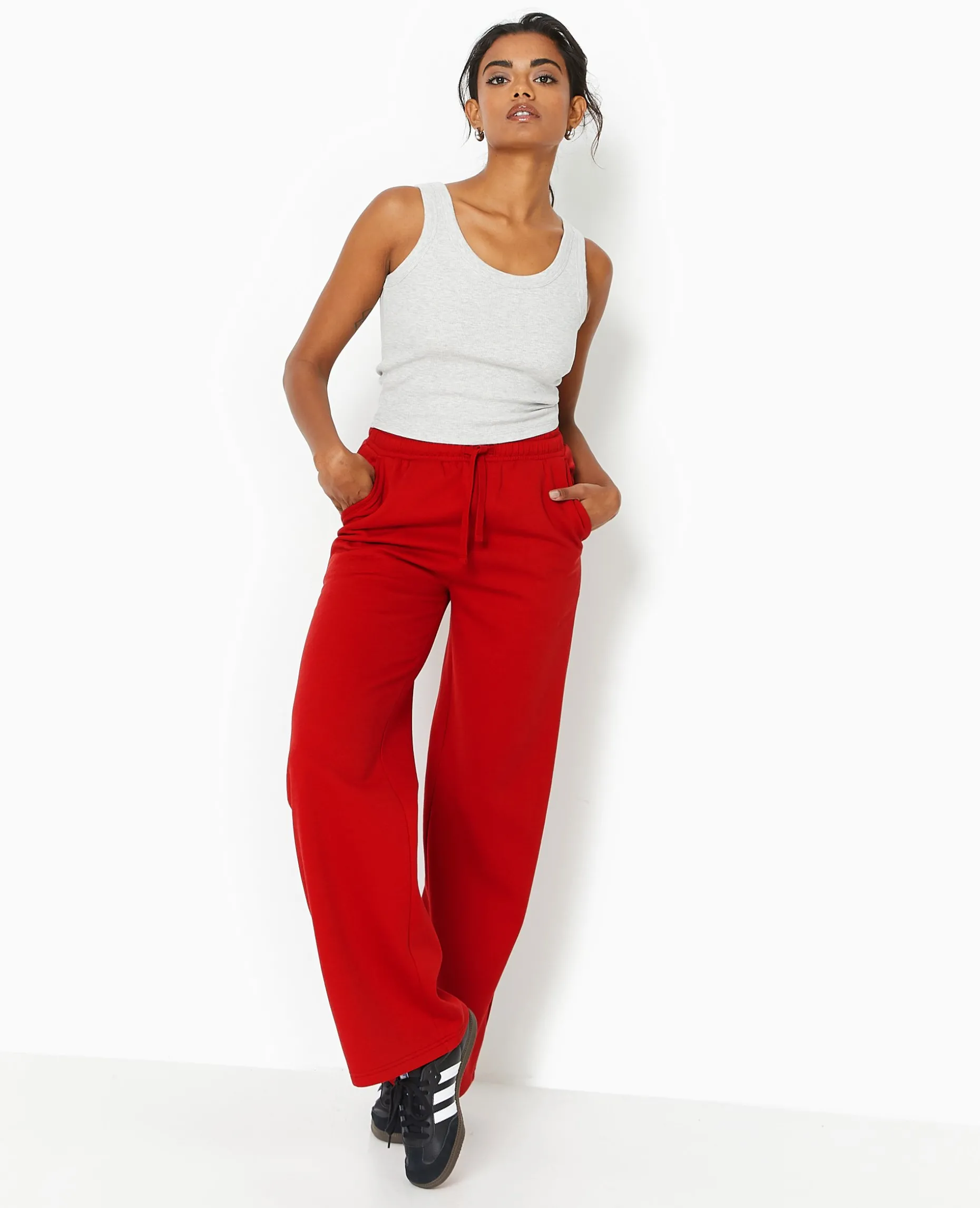 Pantalon De Jogging Droit En Molleton - Rouge