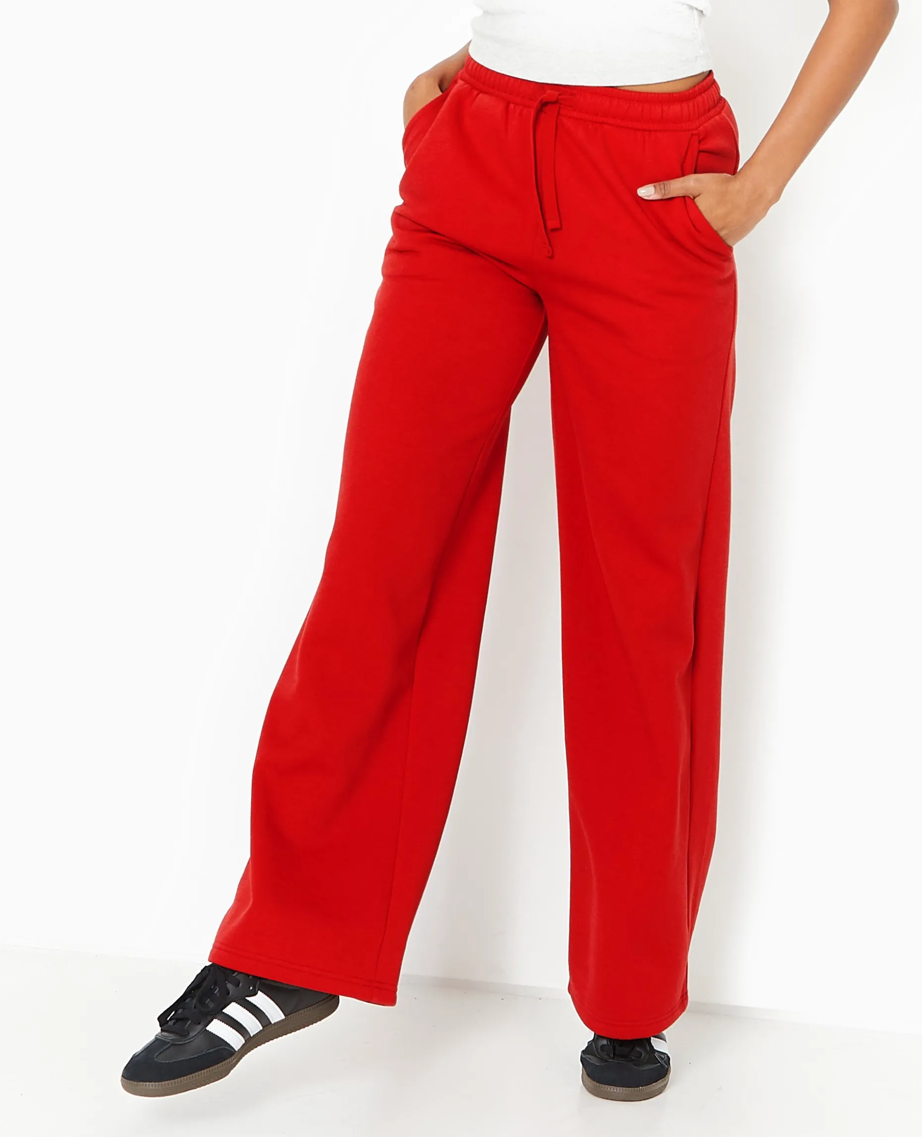 Pantalon De Jogging Droit En Molleton - Rouge