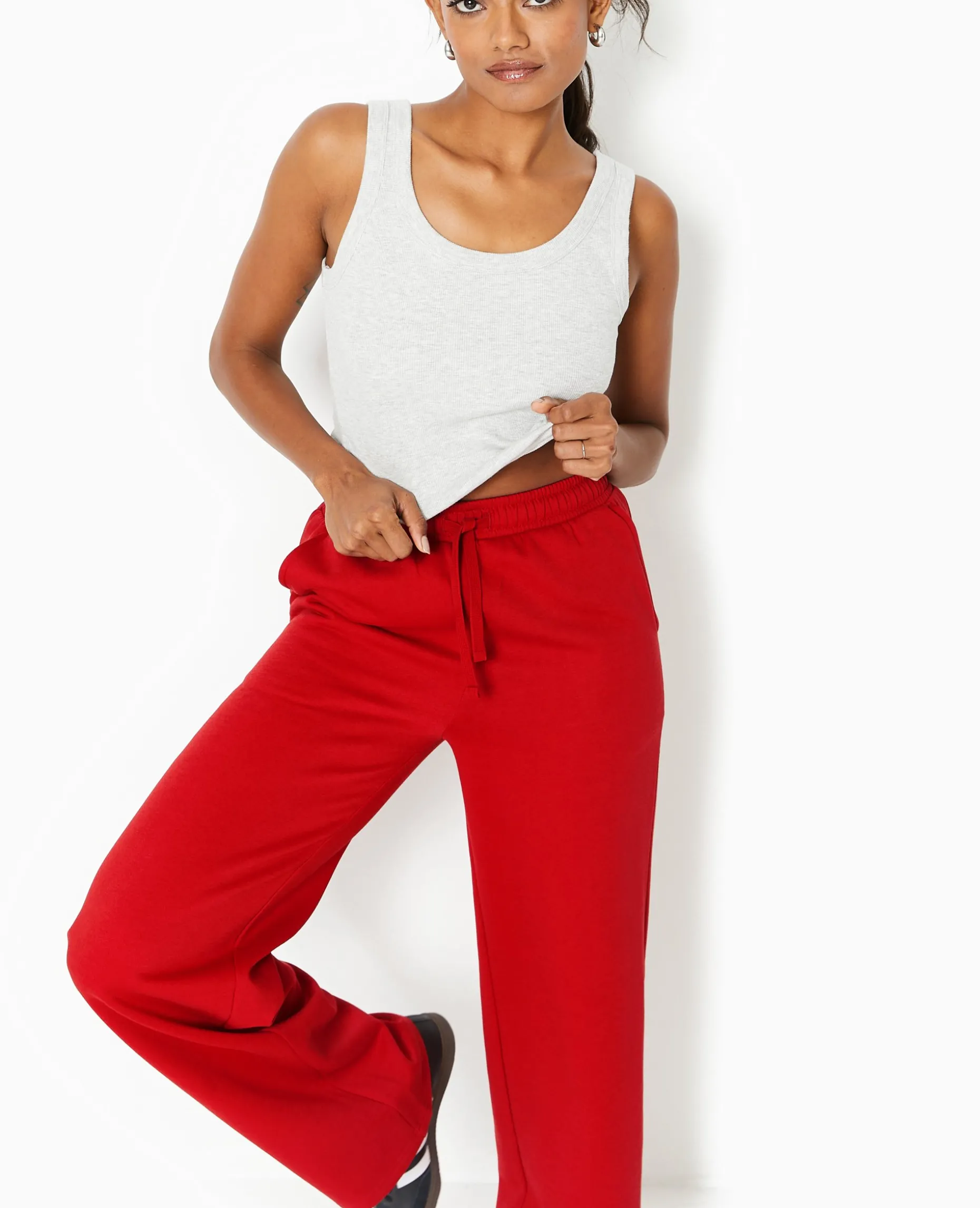 Pantalon De Jogging Droit En Molleton - Rouge