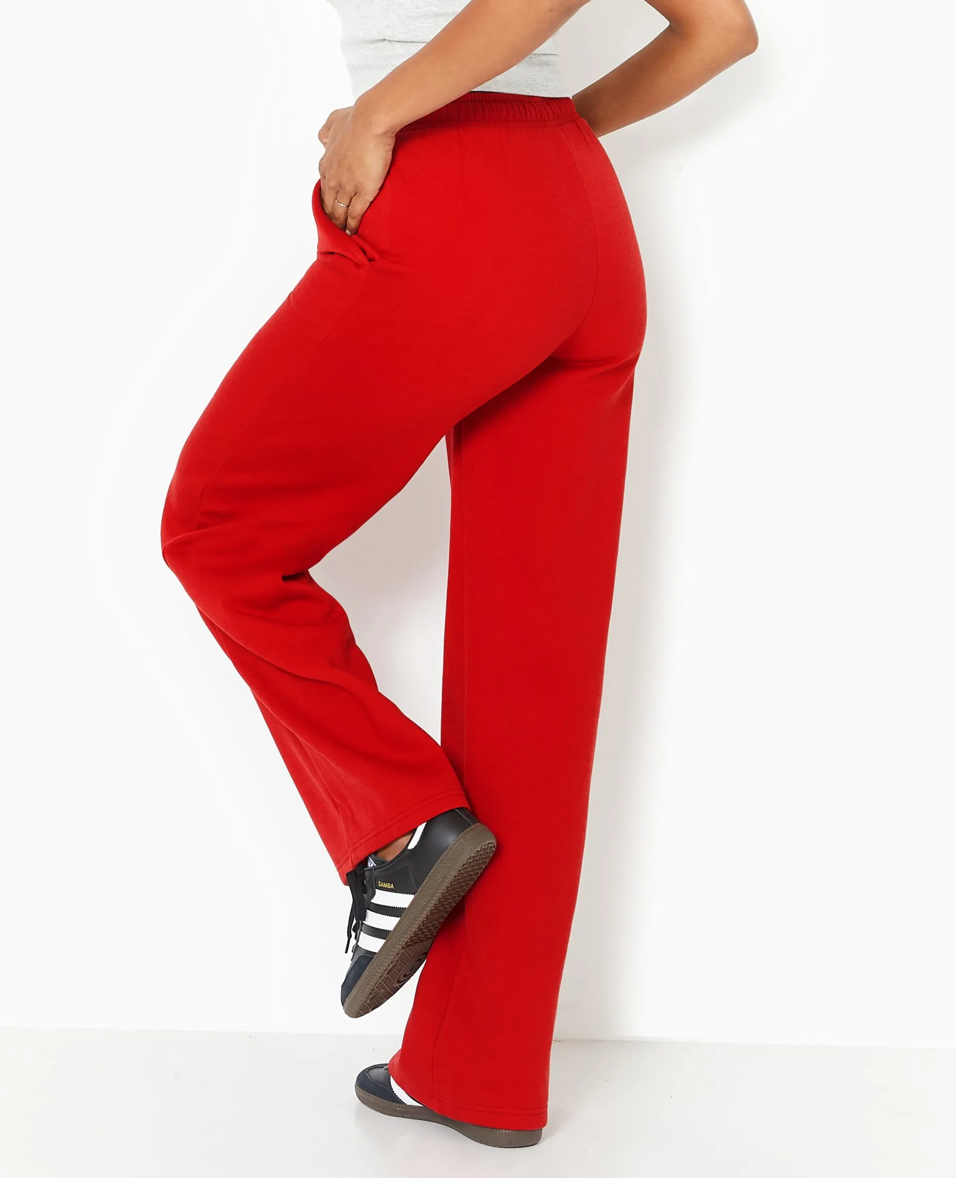 Pantalon De Jogging Droit En Molleton - Rouge