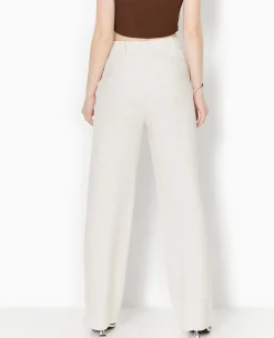 Pantalon Droit Avec Lin - Blanc