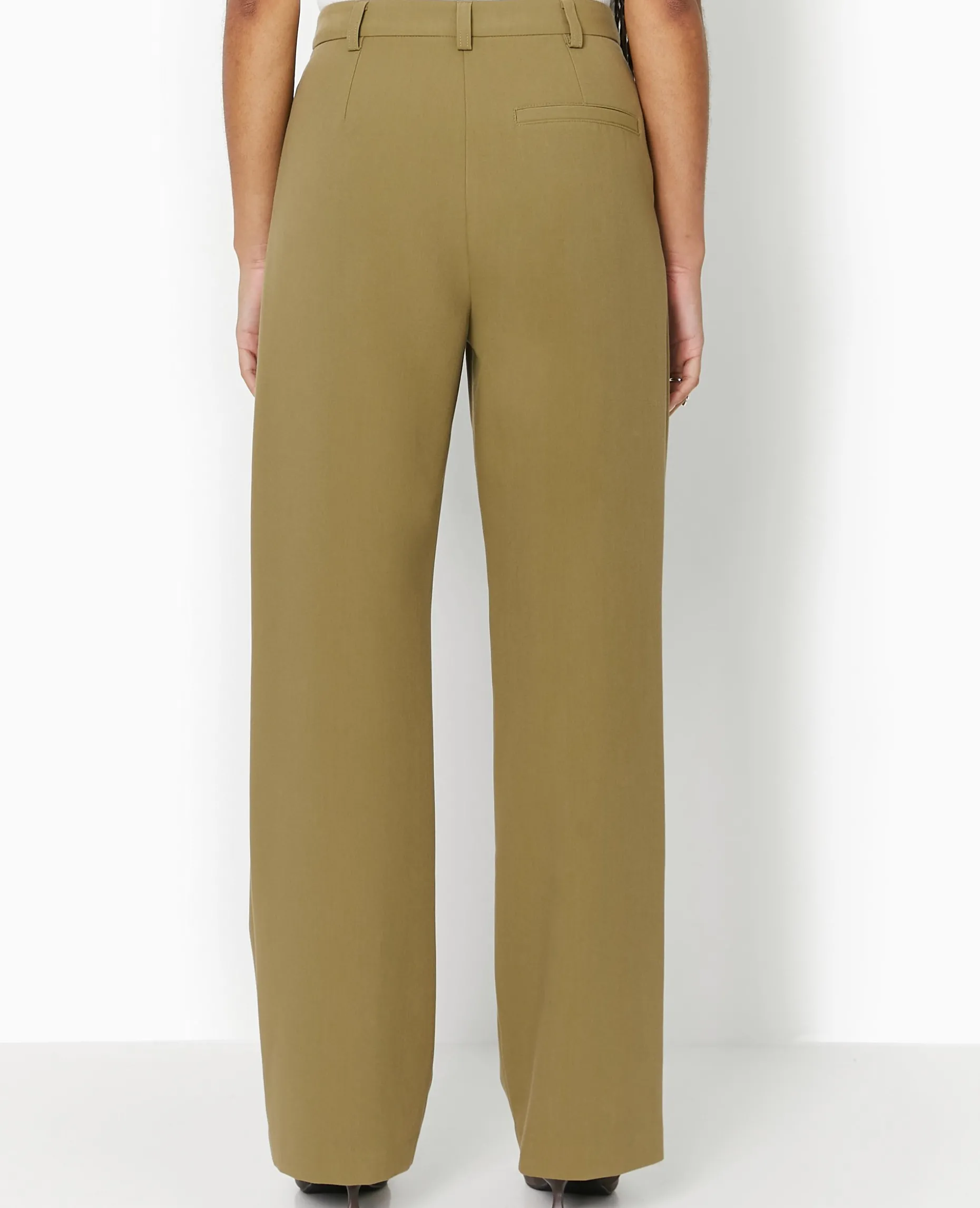 Pantalon Droit Avec Pinces - Vert Kaki