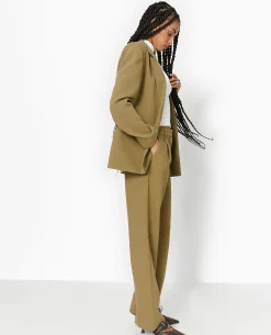 Pantalon Droit Avec Pinces - Vert Kaki