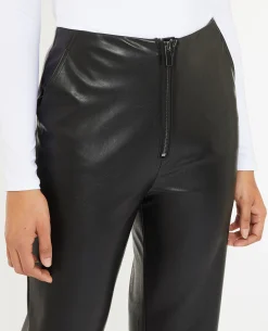 Pantalon Droit En Simili - Noir