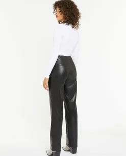 Pantalon Droit En Simili - Noir