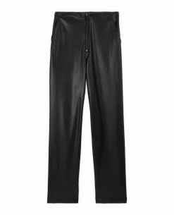 Pantalon Droit En Simili - Noir