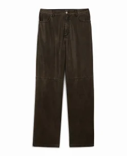 Pantalon Droit En Simili - Marron
